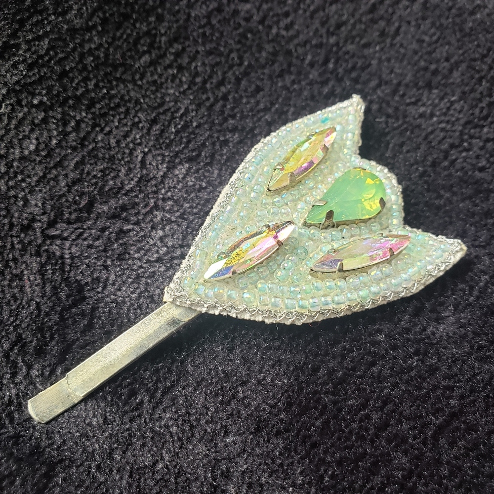 Pink Pewter velvet-backed hairpin